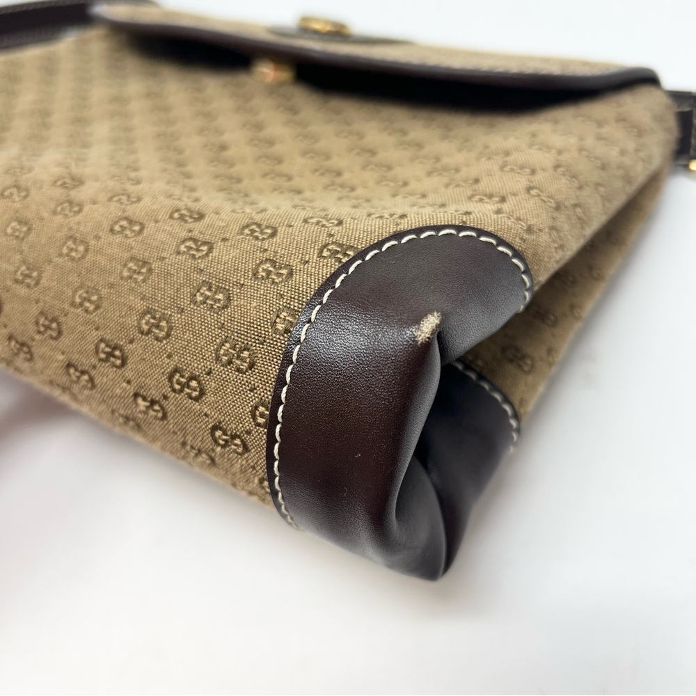 Vintage Gucci Tan and Brown Shoulder Bag GG Logo Canvas Signature Web Stripe - Picture 12 of 12
